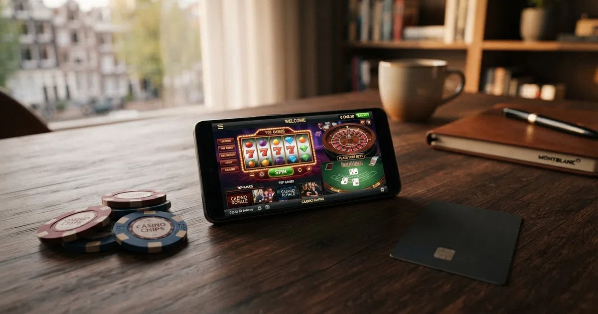 Tien casino-logo's of visitekaartjes van de besproken buitenlandse goksites gerangschikt in een vergelijkend overzicht