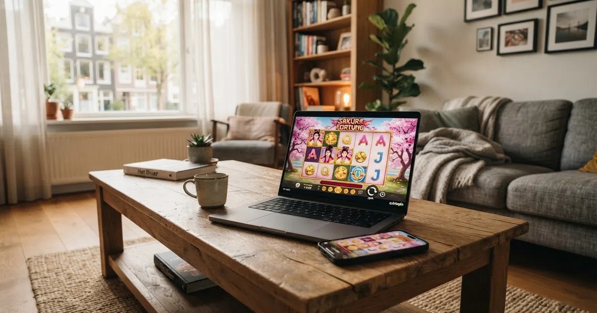 Een smartphone en laptop met Quickspin slots op het scherm van een Nederlands online casino