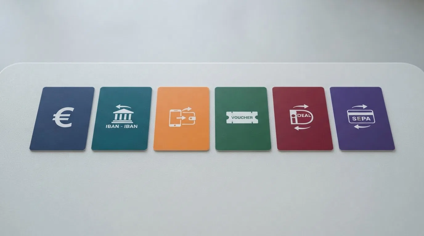 De zes belangrijkste betaalmethoden voor Nederlandse online casino's — iDEAL, PayPal, Skrill, Neteller, Paysafecard en Trustly — op een rij met hun logo's