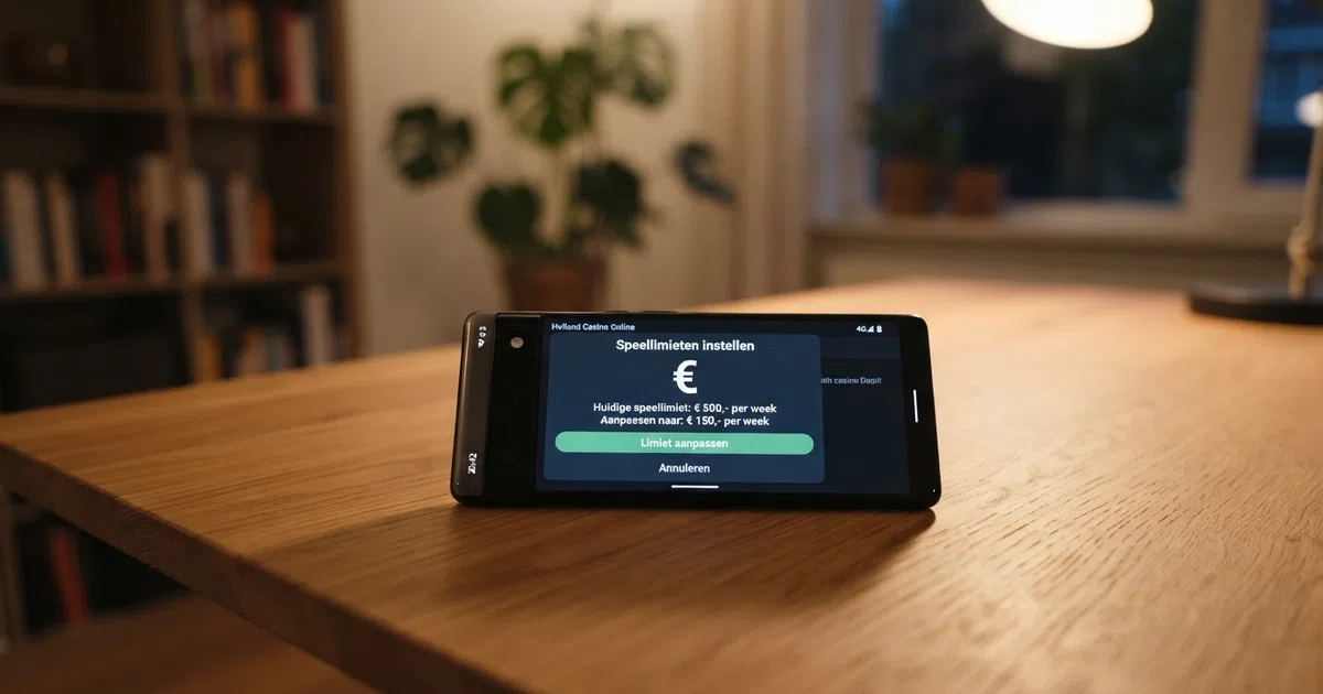 Een Nederlandse online casino-interface met een waarschuwingsmelding over het instellen van een stortingslimiet boven €350 en de knop om contact op te nemen met de aanbieder