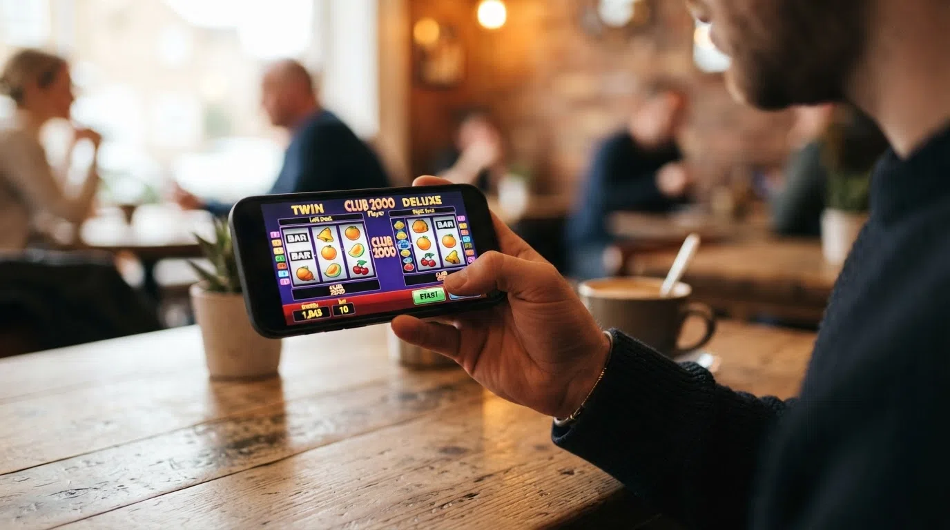 Club 2000 Deluxe in landscape-weergave op een smartphone, met de twee kasten naast elkaar zichtbaar in de mobiele browser