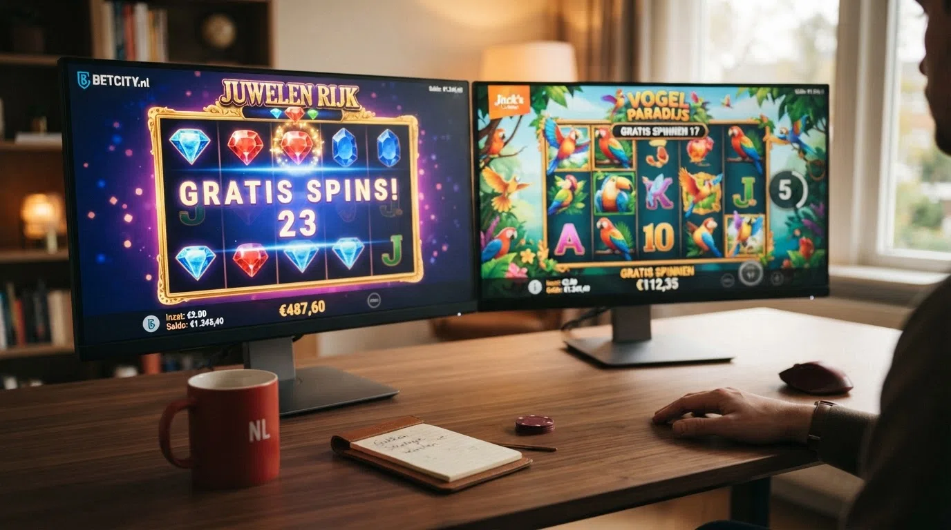De spelinterfaces van de slots Starburst en Pirots 4 naast elkaar getoond