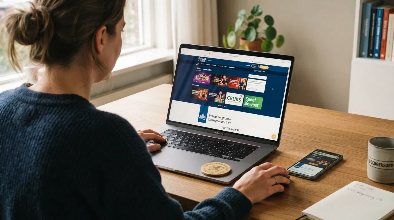 Het Kansspelautoriteit-keurmerk op de website van een Nederlands online casino