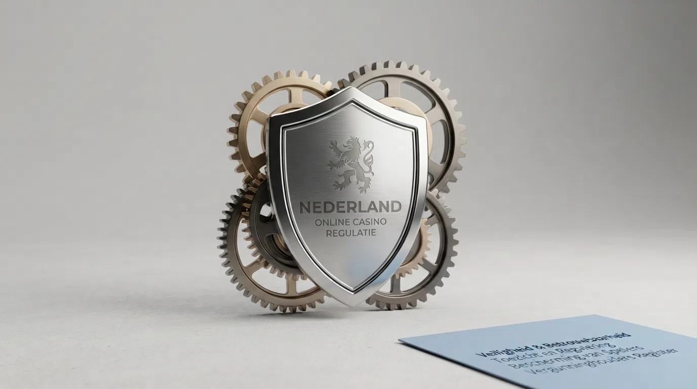 Een close-up van het KSA-keurmerk op de homepage van een Nederlands online casino, met het unieke licentienummer duidelijk leesbaar