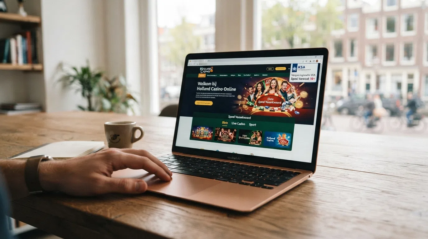 Het keurmerk van de Kansspelautoriteit op het scherm van een online casino — herkenningsteken van een legale aanbieder in Nederland