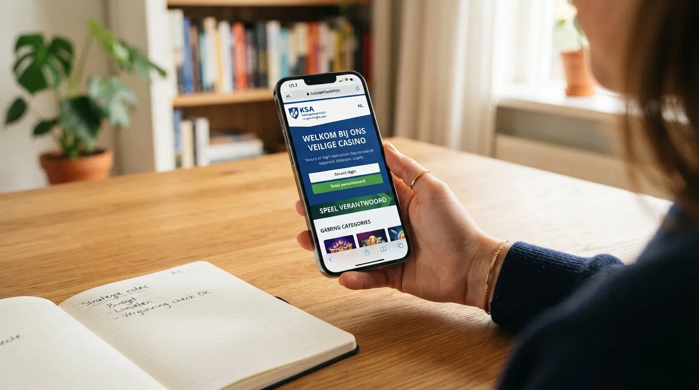 Het keurmerk en vergunningsnummer van de Kansspelautoriteit op de website van een legaal Nederlands online casino