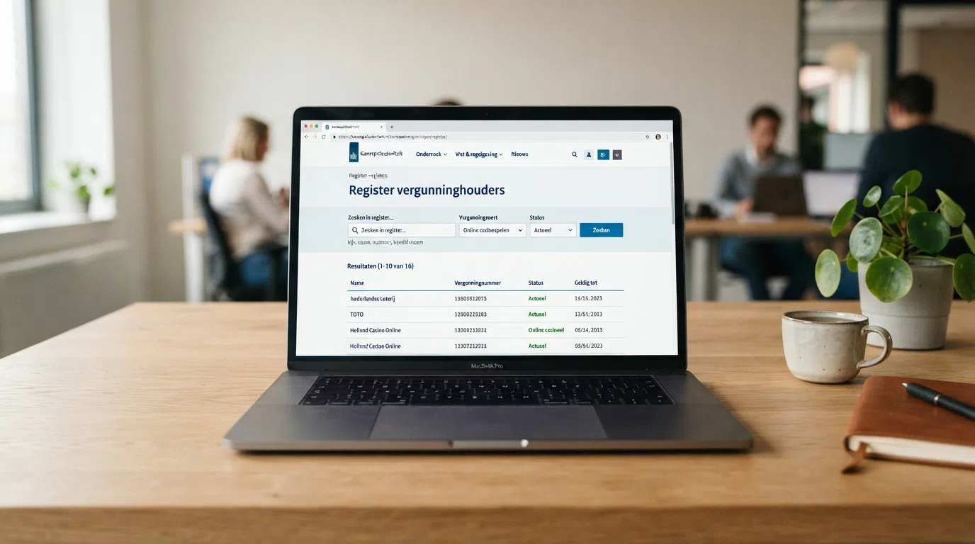 Het online vergunningregister van de Kansspelautoriteit met zoekfunctionaliteit