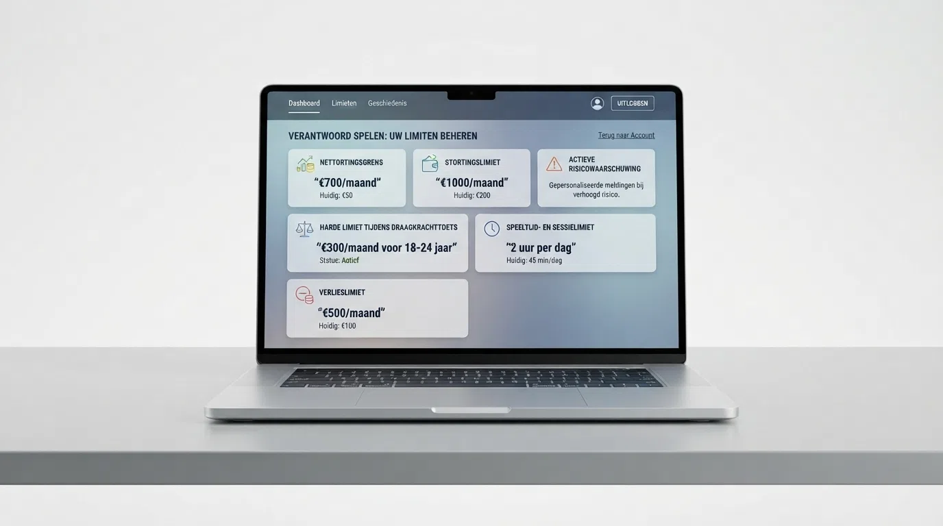 Een overzichtelijke weergave van de verschillende limiettypen die een speler in het dashboard van een legaal online casino kan instellen