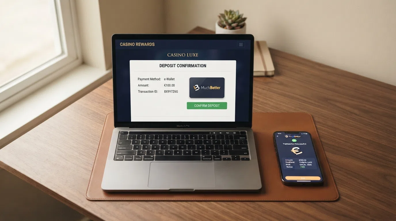 Het stortingsscherm van een online casino met MuchBetter als geselecteerde betaalmethode en een ingevuld bedrag.