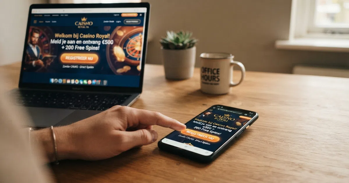 De startpagina's van meerdere online casino's zonder CRUKS met Nederlandse taalopties, bonusteksten en registratieknoppen zichtbaar op een desktop- of mobielscherm