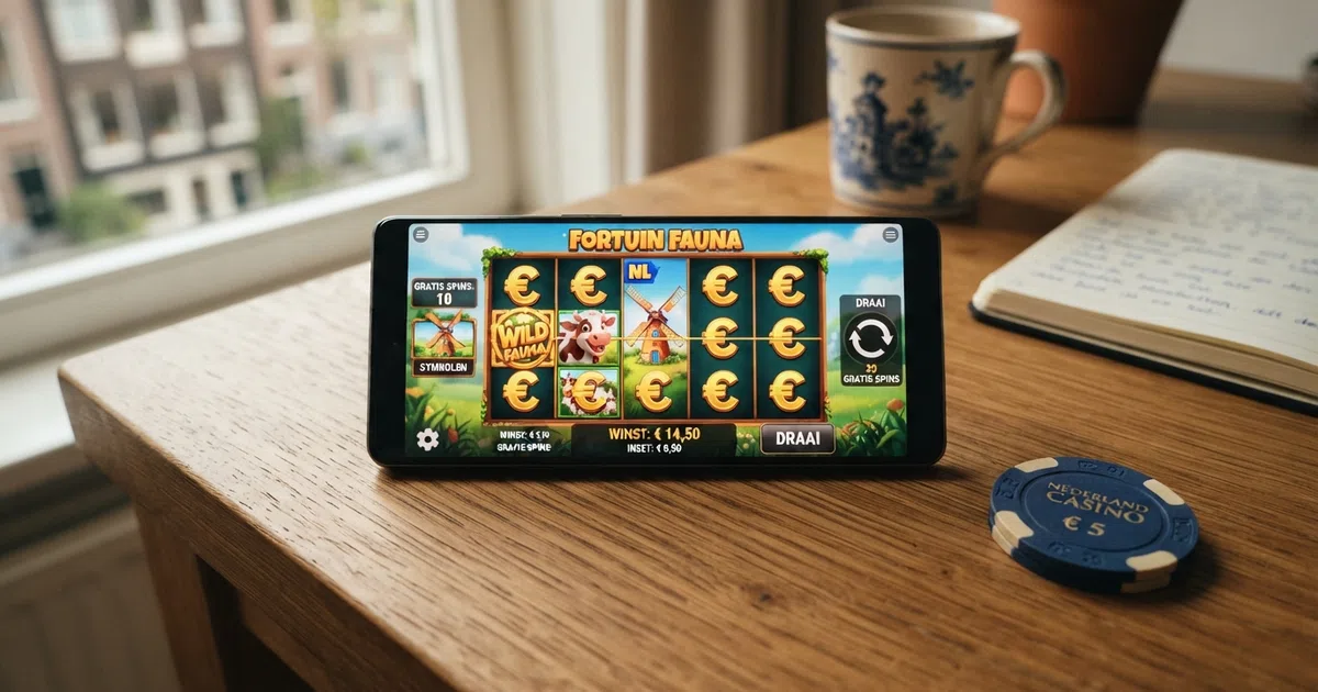 Nederlandse online casino interface met gratis spins-aanbieding op een gokkast in beeld