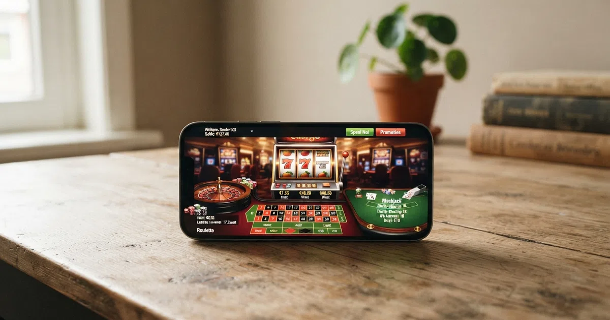 Een schermopname van een online casino-interface met een Costa Rica-registratie, met gokkasten en speeltafels zichtbaar op het scherm