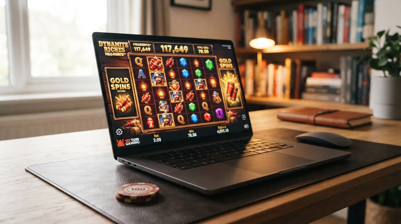 Een schermafbeelding van een populaire Red Tiger Megaways-gokkast met de haspelindeling en jackpotmeter in beeld