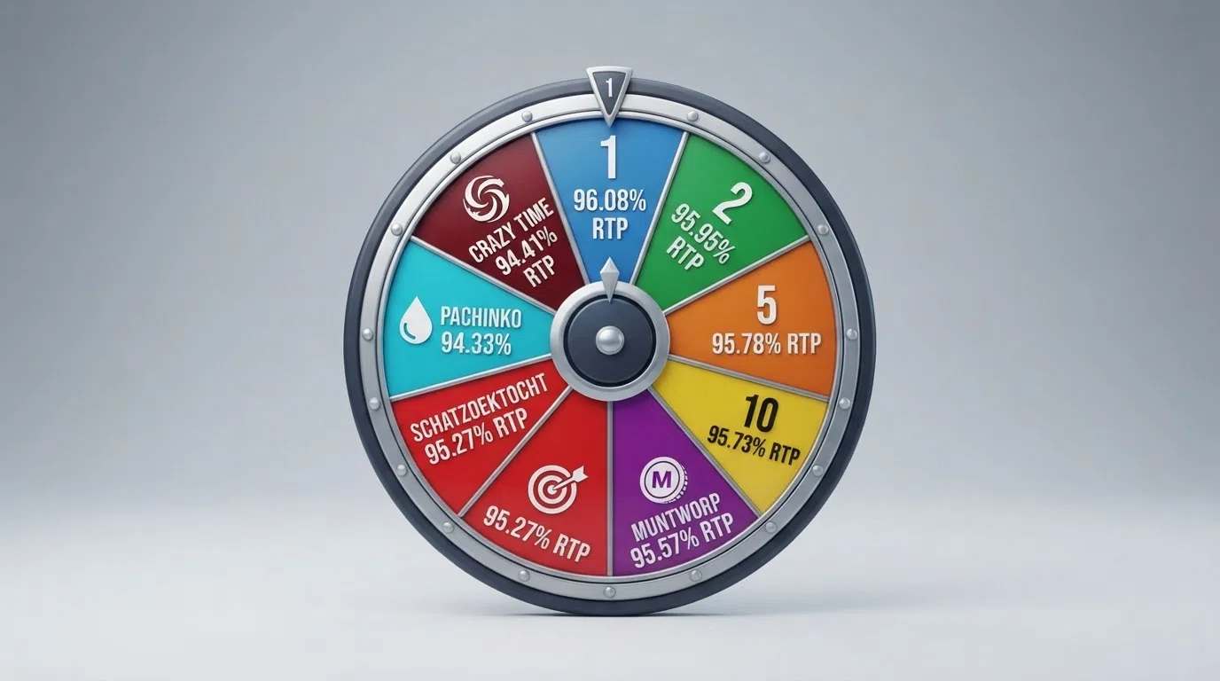Een overzichtelijke visualisatie van de Crazy Time inzetposities met bijbehorende segmentenaantallen en RTP-percentages
