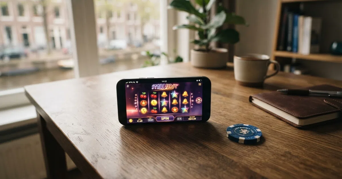 Een dashboard van een online casino met zichtbare veiligheidsindicatoren: slot, keurmerk en limietpaneel